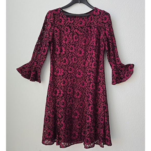 American Living Dresses & Skirts - American Living Women's Lace Dress Sz 12 Bell Sleeve Bohemian NEW Stretch A-Line